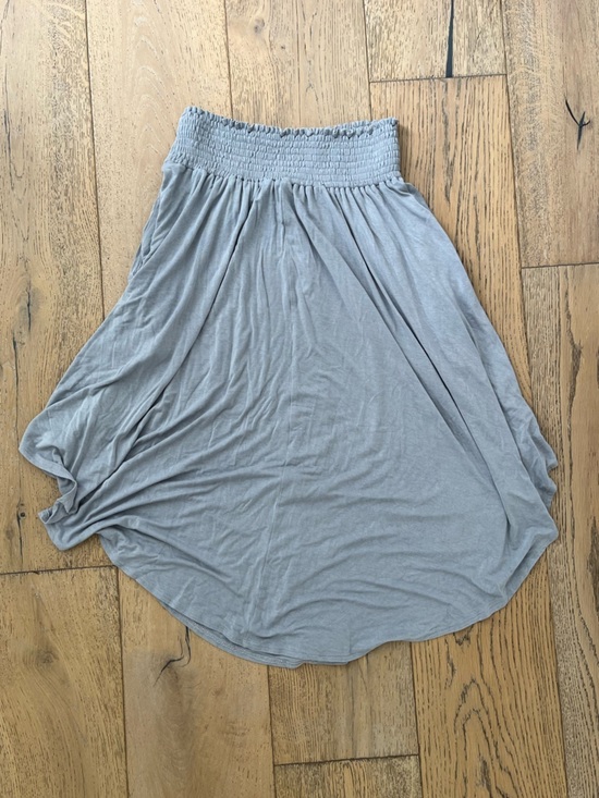 Dresses & Skirts - Women Smocking Flair Bell Bottom Skirt Grey Gray Medium Elastic Waist Midi